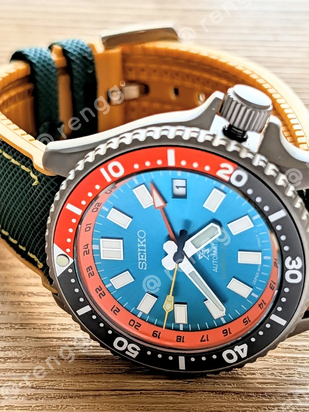 42mm Titanium GMT Seiko Men’s Green Automatic Diver Mod Watch BRAVE CRAZY COLOR
